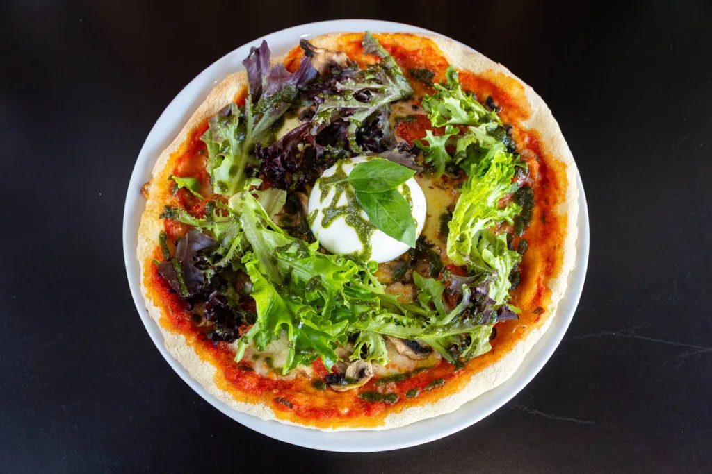 Pizza burratina vue du dessus