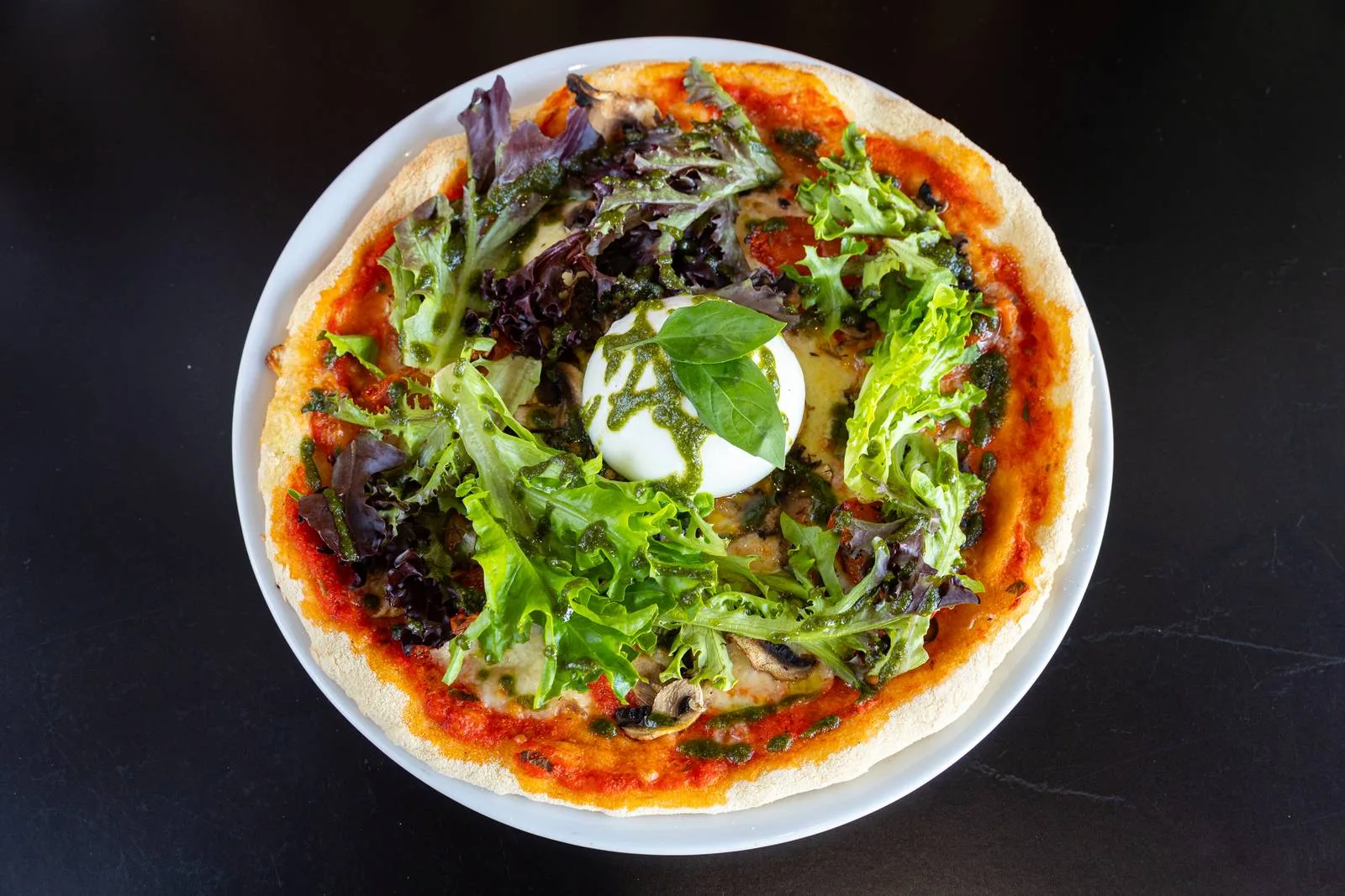 Pizza burratina vue du dessus
