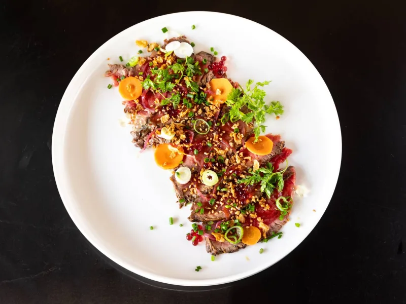 Tataki de bœuf vu du dessus